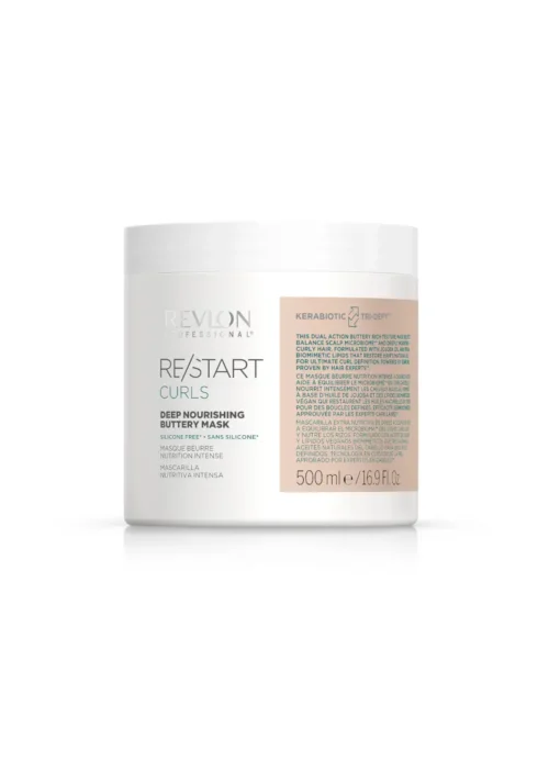 Revlon Restart Curls – Mascarilla nutritiva intensa para rizos 500 ml Revlon Restart Curls Deep Nourishing Buttery Mask 500 ml mascarilla nutritiva para cabello rizado y ondulado