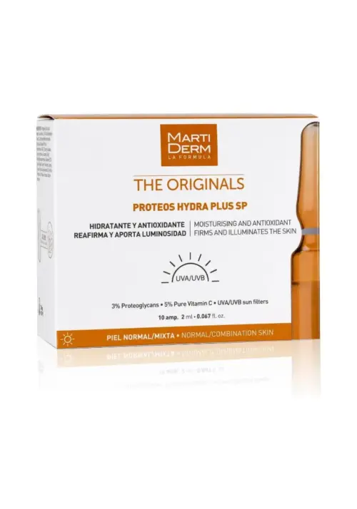 Martiderm Proteos Hydra Plus SP ampollas 10x2ml con proteoglicanos y vitamina C para piel normal y mixta